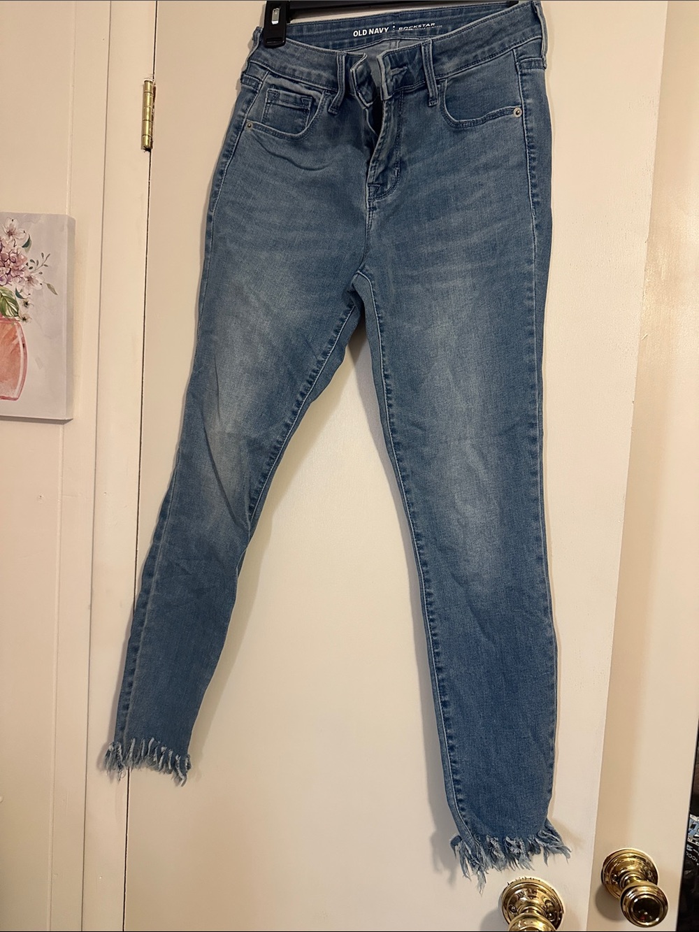Old Navy Light Blue High-Rise Frayed Ankle Jeans